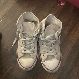 Converse White and Red High-Top Sneakers